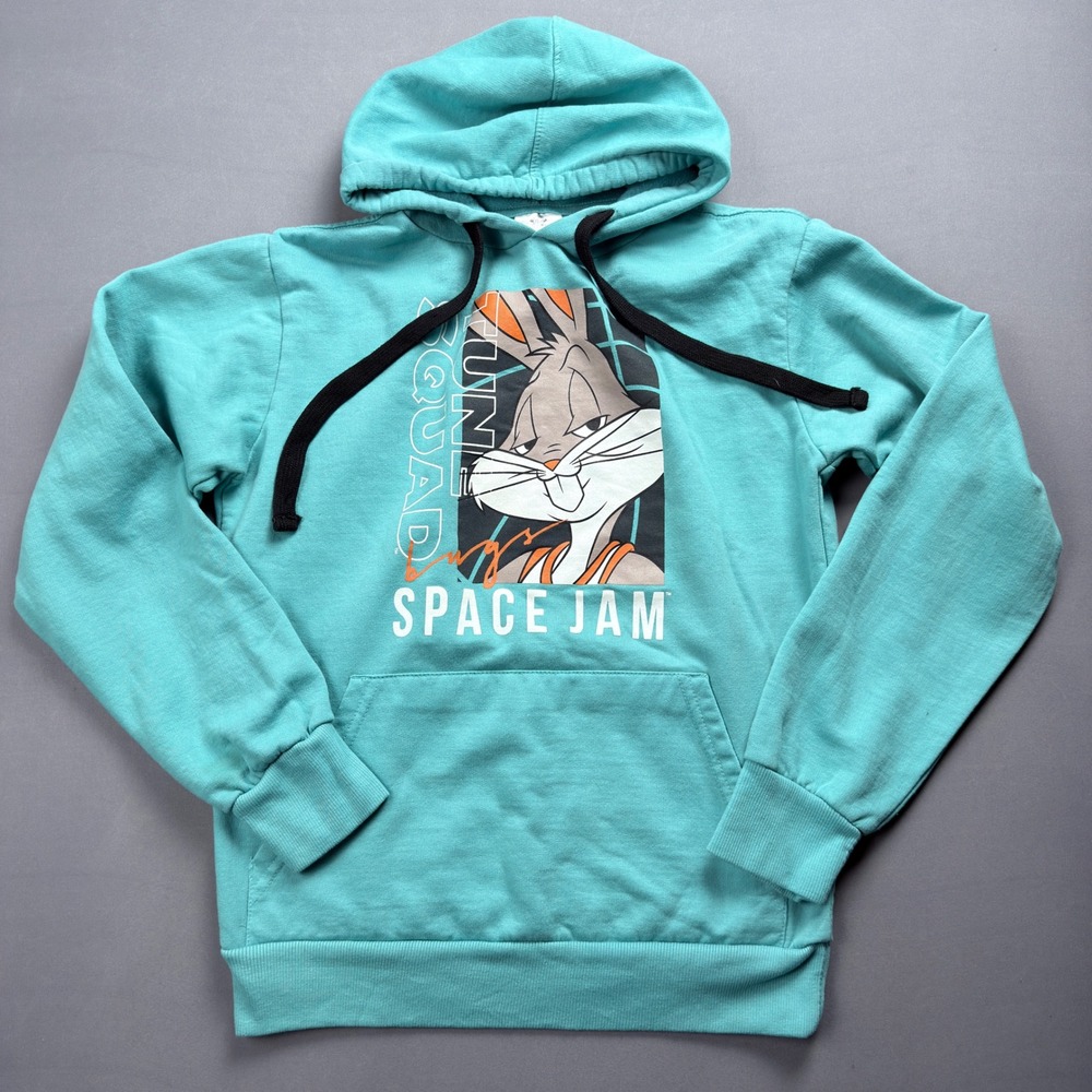 Space Jam Bugs Bunny Hoodie Women's‎ Small Teal Blue Fun Squad Pullover